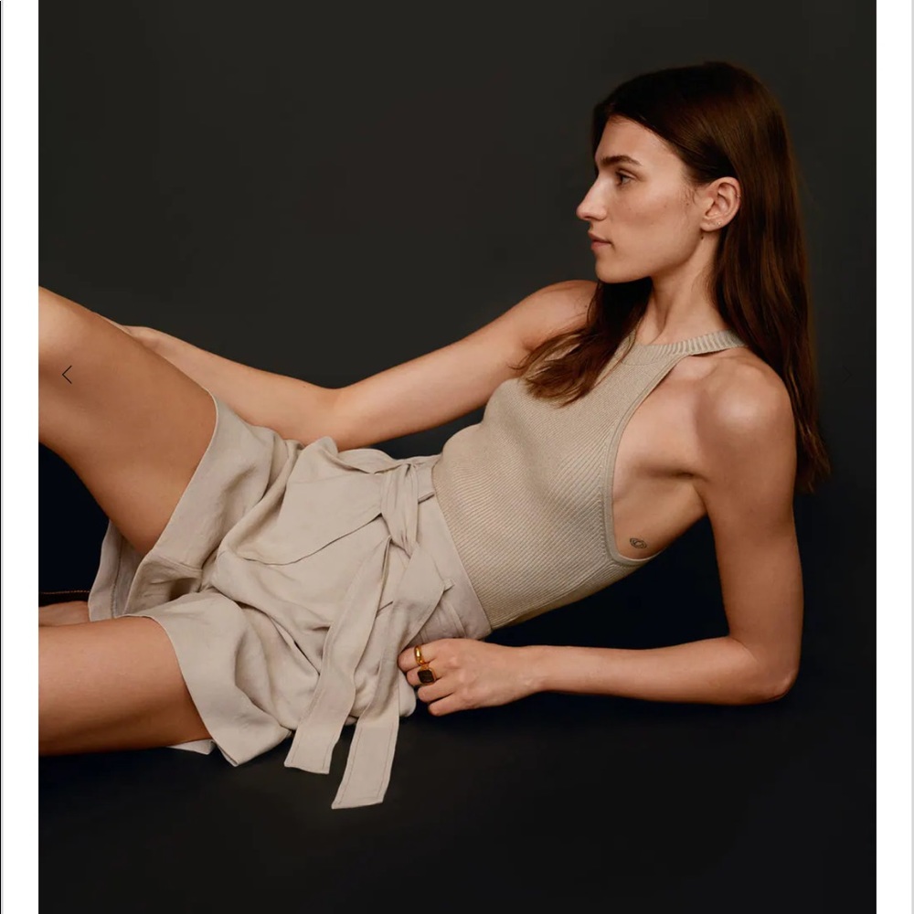 MANGO beige knit halter top SMALL